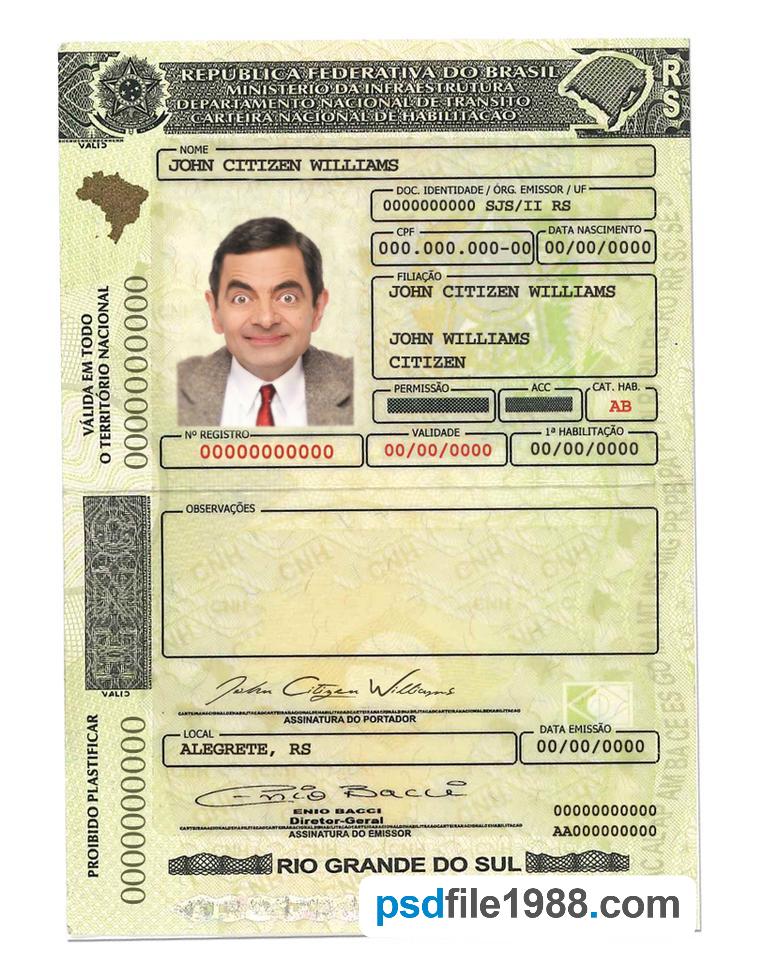 Brazil Rio Grande do Sul Driving License